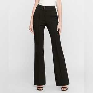 High Waisted Gold Button Ribbed Flare Pant Size 10